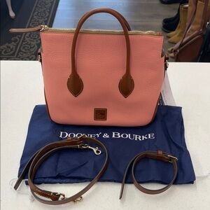 Dooney & Bourke Pink Satchel with Brown Accents